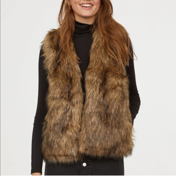 H&m Faux Fur Waistcoat Fluffy Vest Beige Kids H&M PH